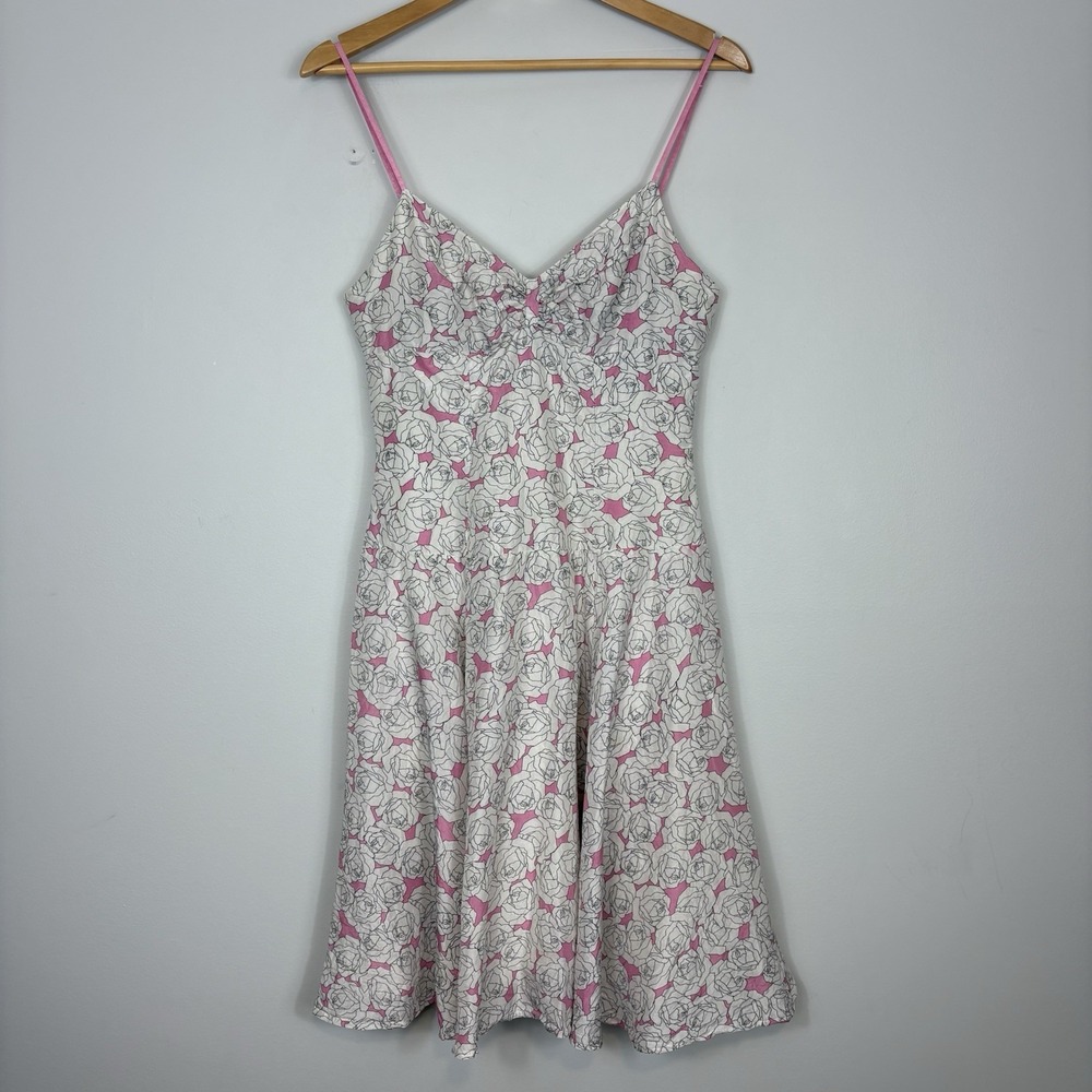 Vtg Y2K Bebe Silk Sundress Womens Sz S Pink Floral Slip Dress